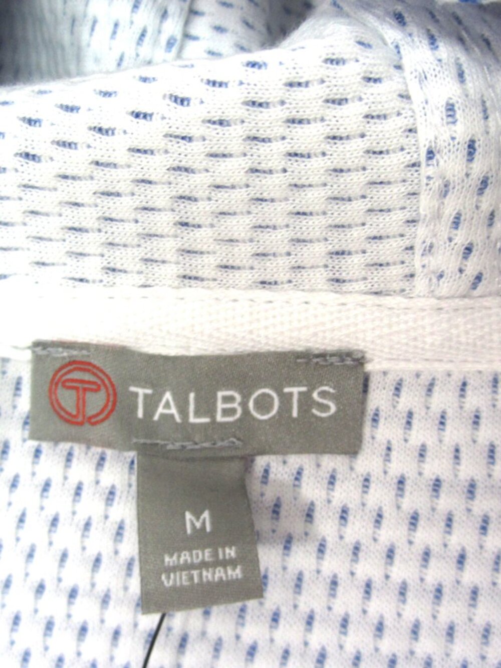 Talbots NEW Size M Blue White Stripe Open Front Jacket Cardigan Hood Pockets - Picture 9 of 11